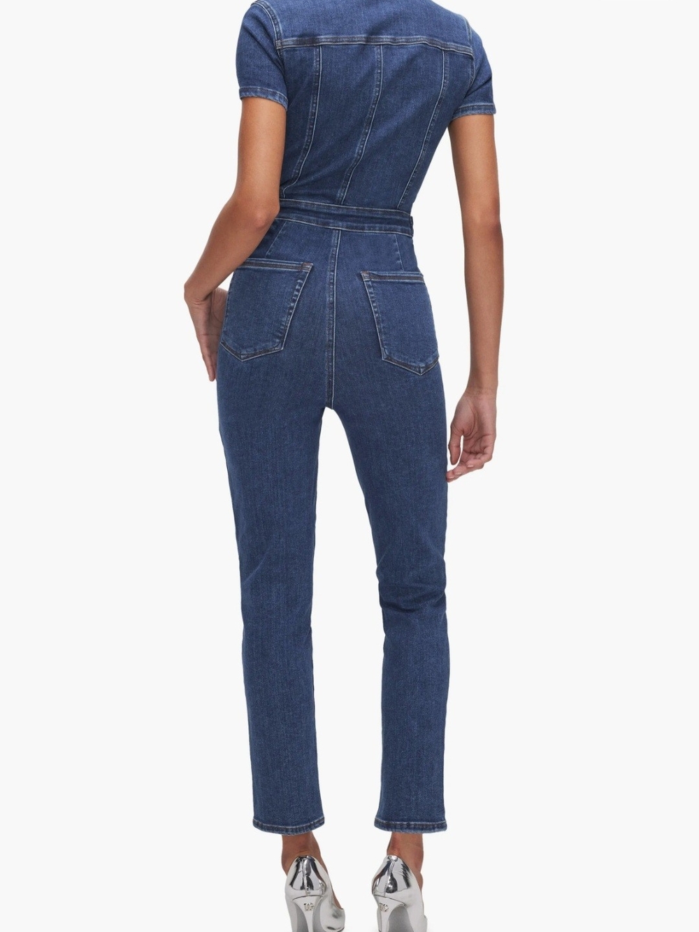 Good American NWT $199 Denim Utility Jumpsuit Indigo Wash Size Medium - Picture 4 of 12